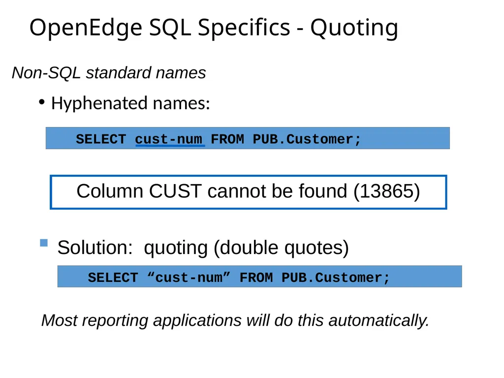 SQL92 for a Progress DBA Bob Brennan Integrated - slide 41 of 54