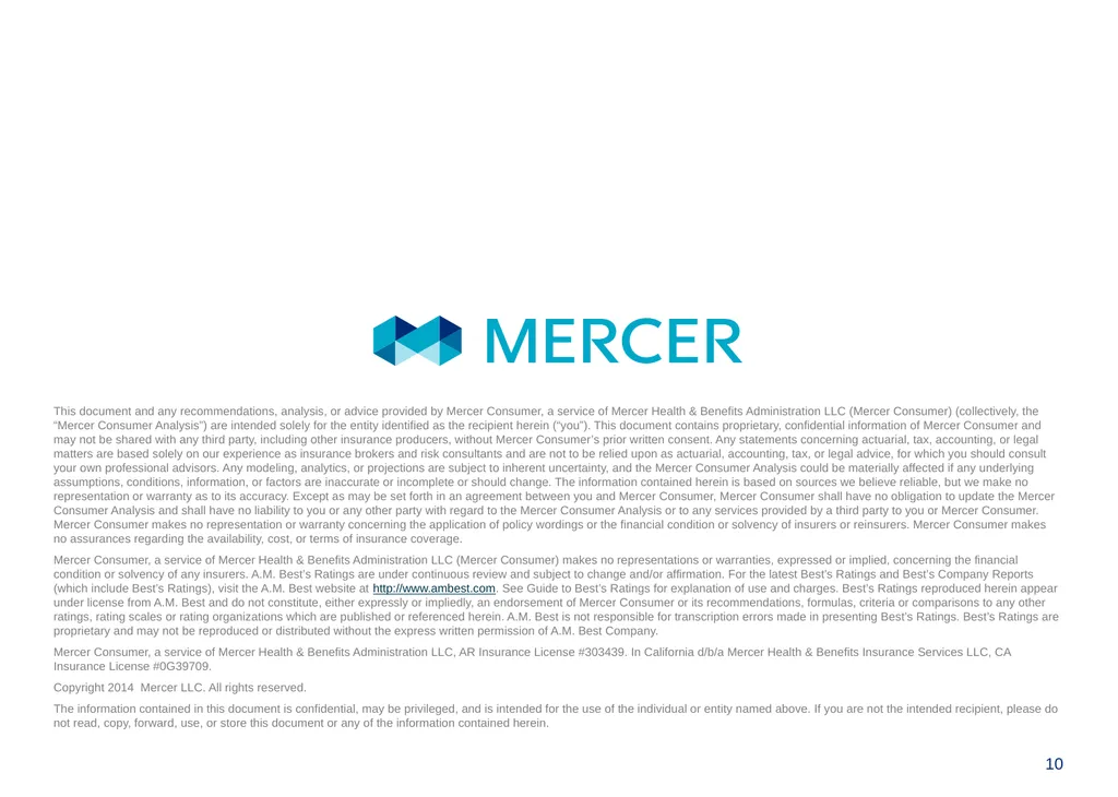 MERCER’S INDIVIDUAL HEALTH INSURANCE SOLUTIONS 1 - slide 10 of 10