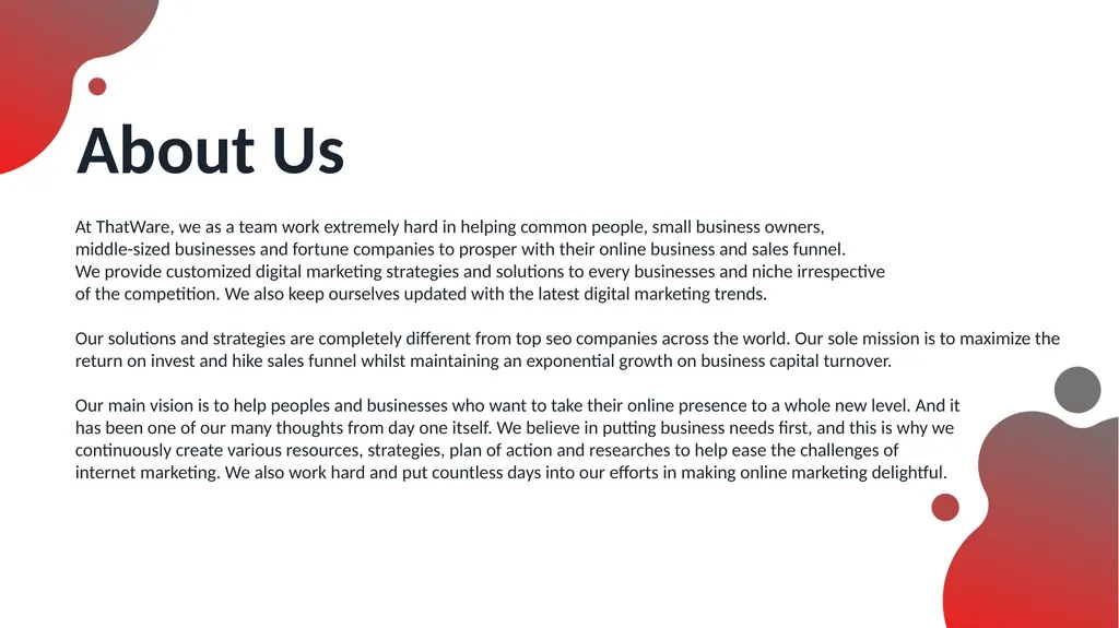 Presenting ASO Marketing Strategy About Us At - slide 2 of 16