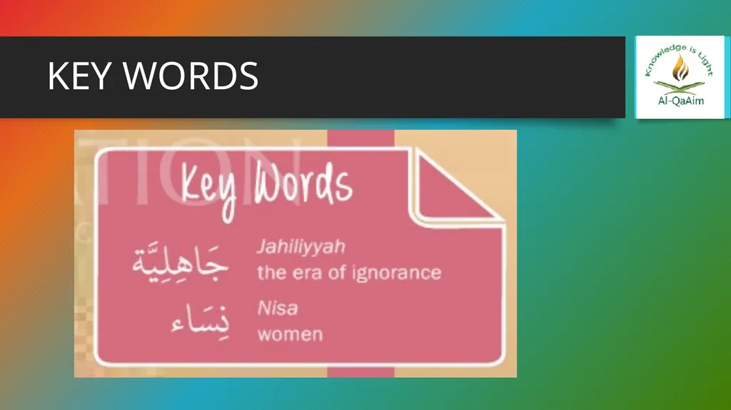 WOMEN IN ISLAM LESSON 7D10 Learning objectives To - slide 3 of 10