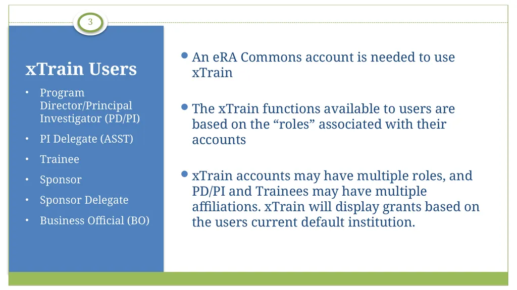 xTrain Overview electronic Research Administration - slide 3 of 35