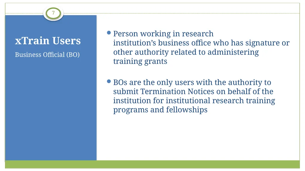 xTrain Overview electronic Research Administration - slide 7 of 35