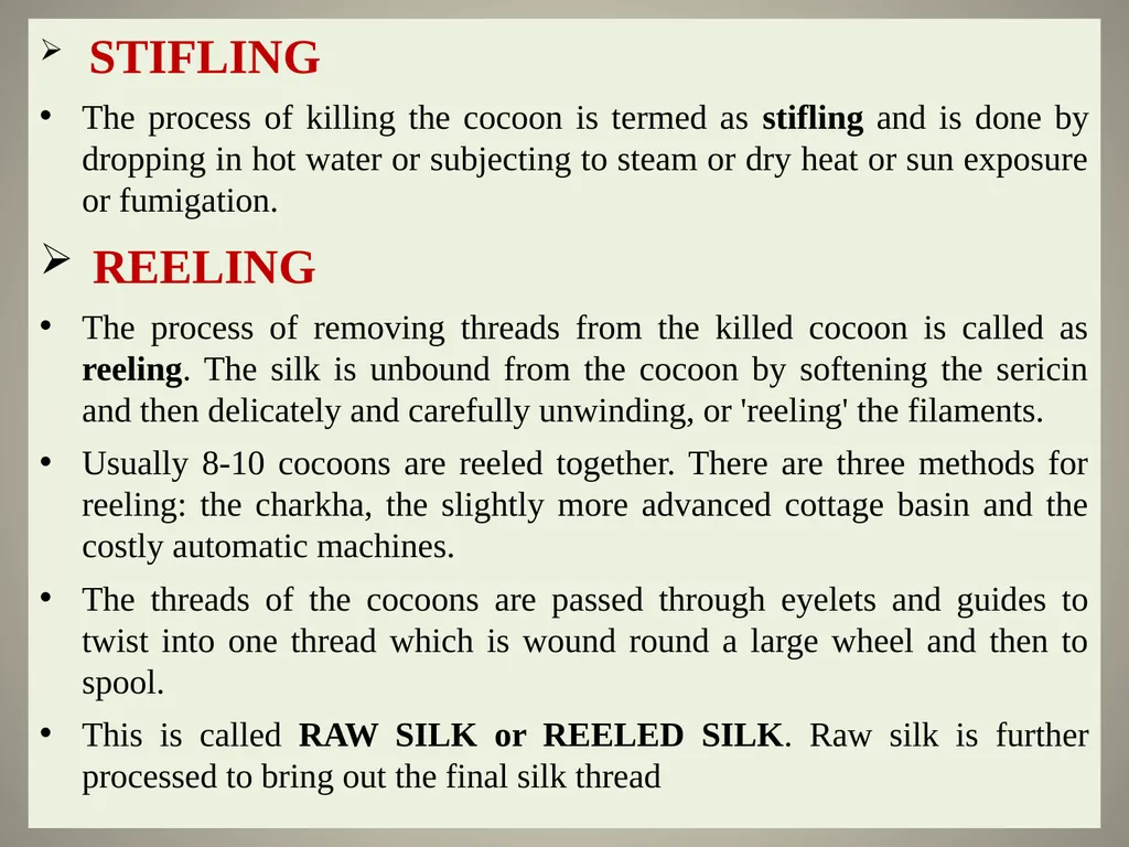 Sericulture Sericulture, or silk farming, is the - slide 18 of 21