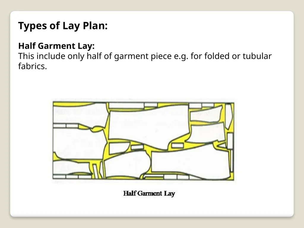 Lay Planning Lay: A lay is a stack of fabric - slide 7 of 12