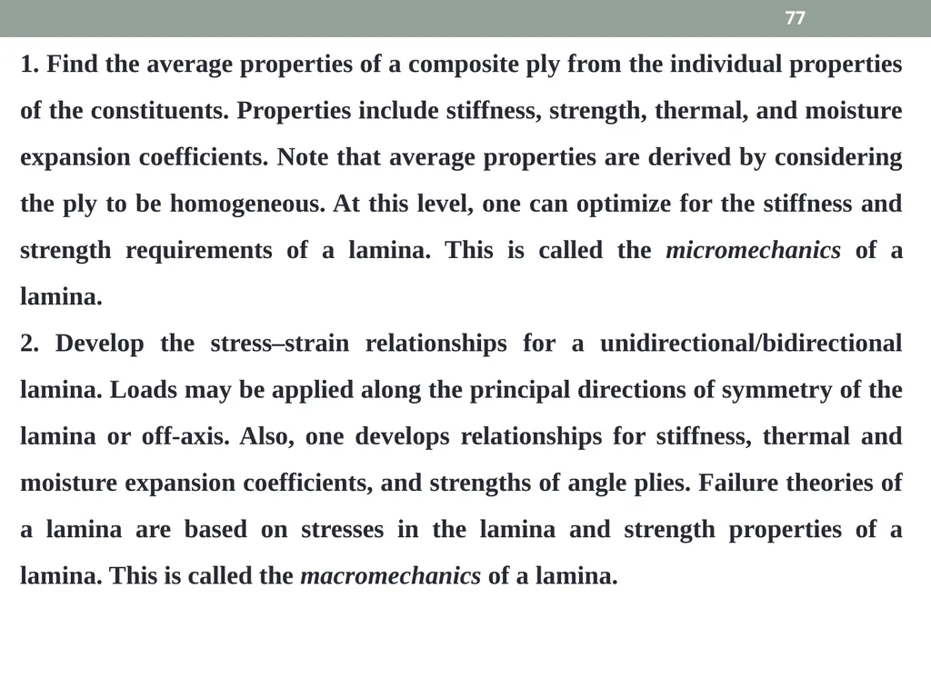 INTRODUCTION TO COMPOSITE MATERIALS 1 A composite - slide 77 of 82