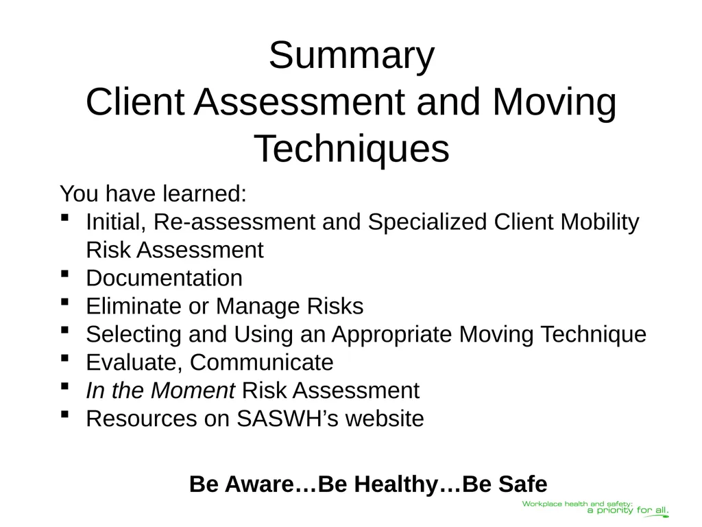 Transferring Lifting Repositioning (TLR®) Program© - slide 60 of 60