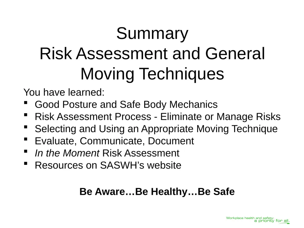 Transferring Lifting Repositioning (TLR®) Program© - slide 32 of 60