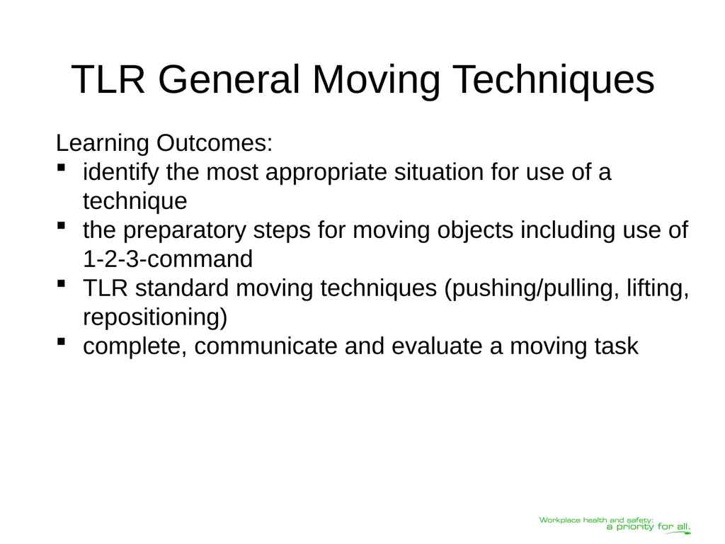 Transferring Lifting Repositioning (TLR®) Program© - slide 29 of 60
