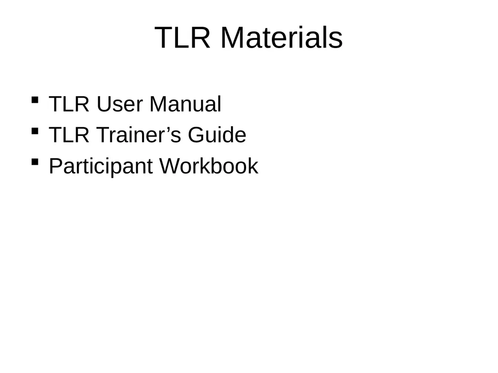 Transferring Lifting Repositioning (TLR®) Program© - slide 5 of 60