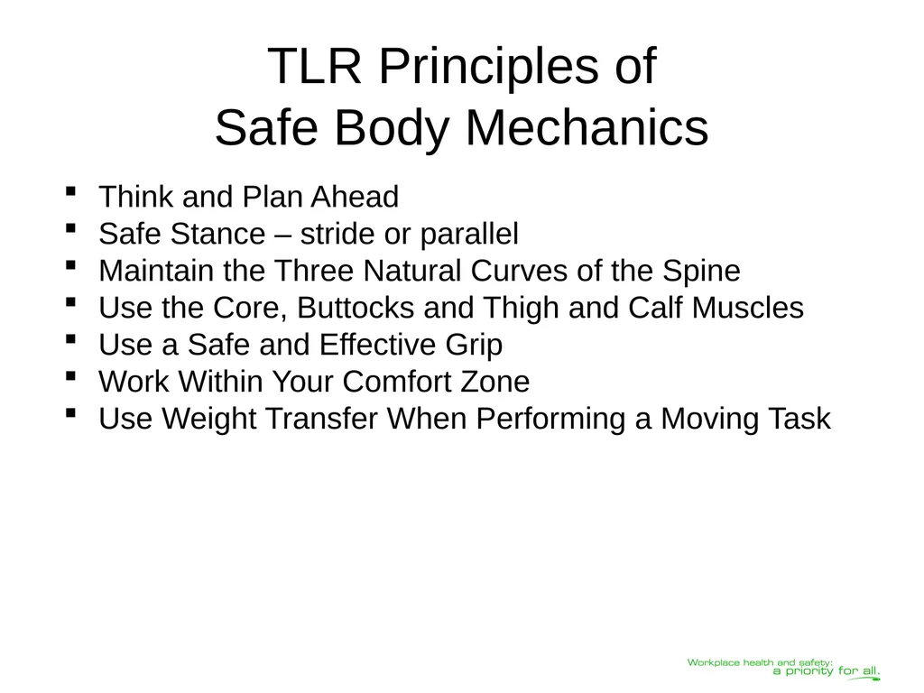 Transferring Lifting Repositioning (TLR®) Program© - slide 18 of 60