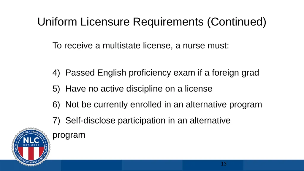 Nurse Licensure Compact Licensure Solution for US - slide 13 of 29