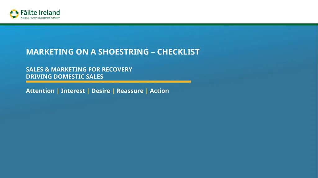 Marketing on a shoestring – Checklist SALES & - slide 1 of 9