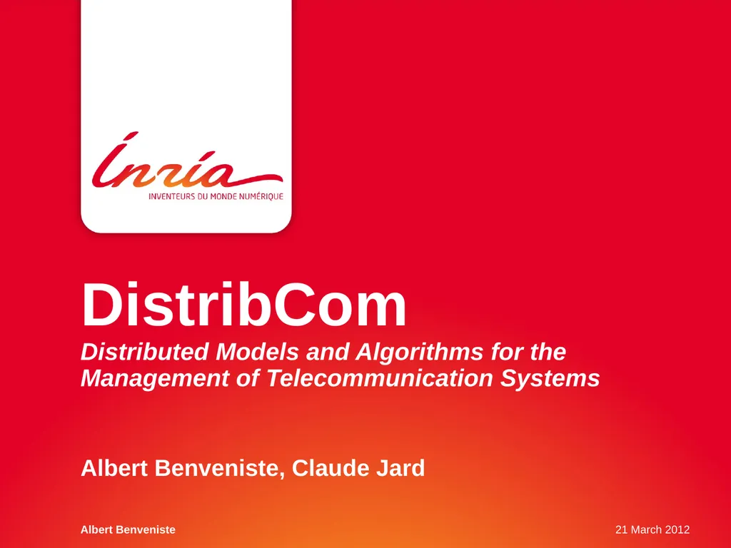 DistribCom Distributed Models and Algorithms for - slide 1 of 30