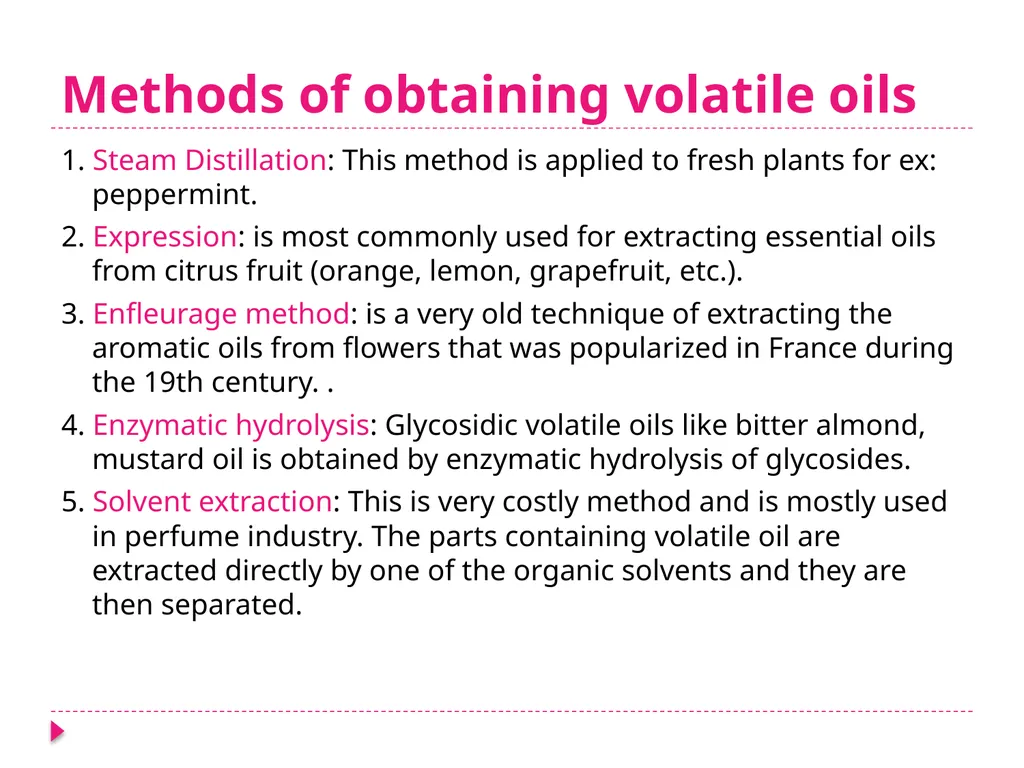 VOLATILE OILS Pharmacognosy 3rd Class, 1st - slide 10 of 12