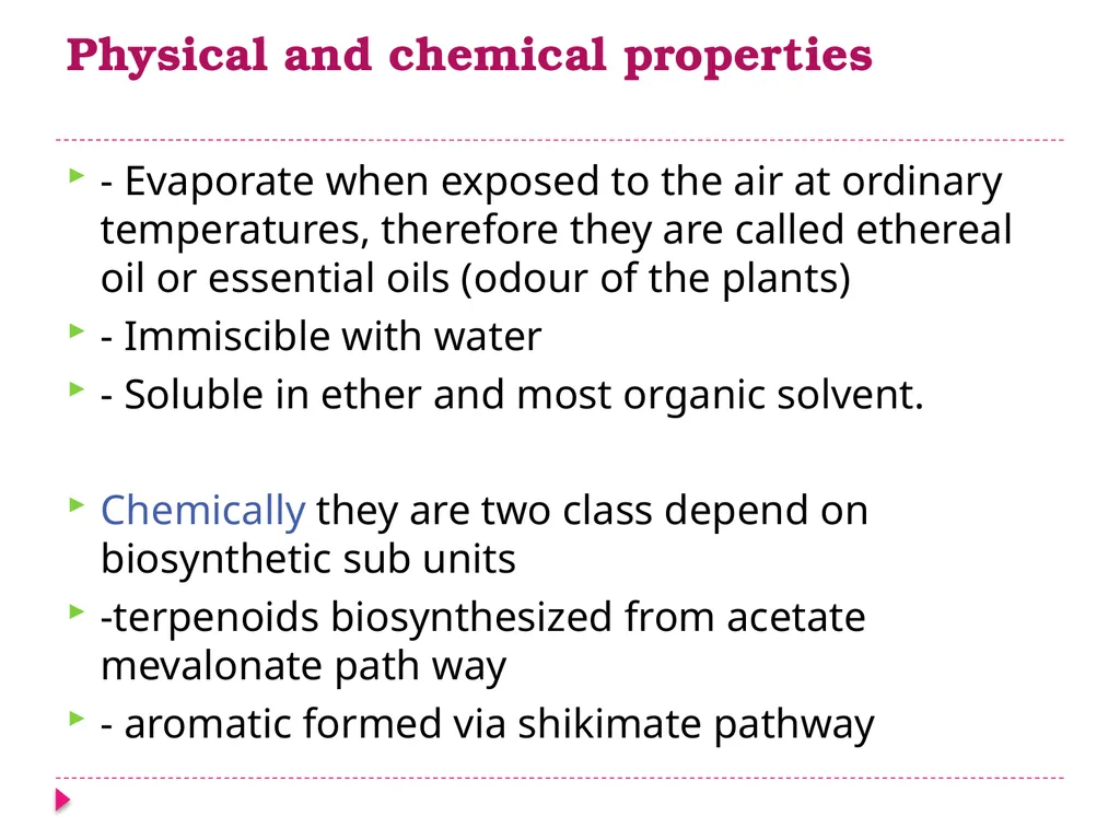 VOLATILE OILS Pharmacognosy 3rd Class, 1st - slide 4 of 12