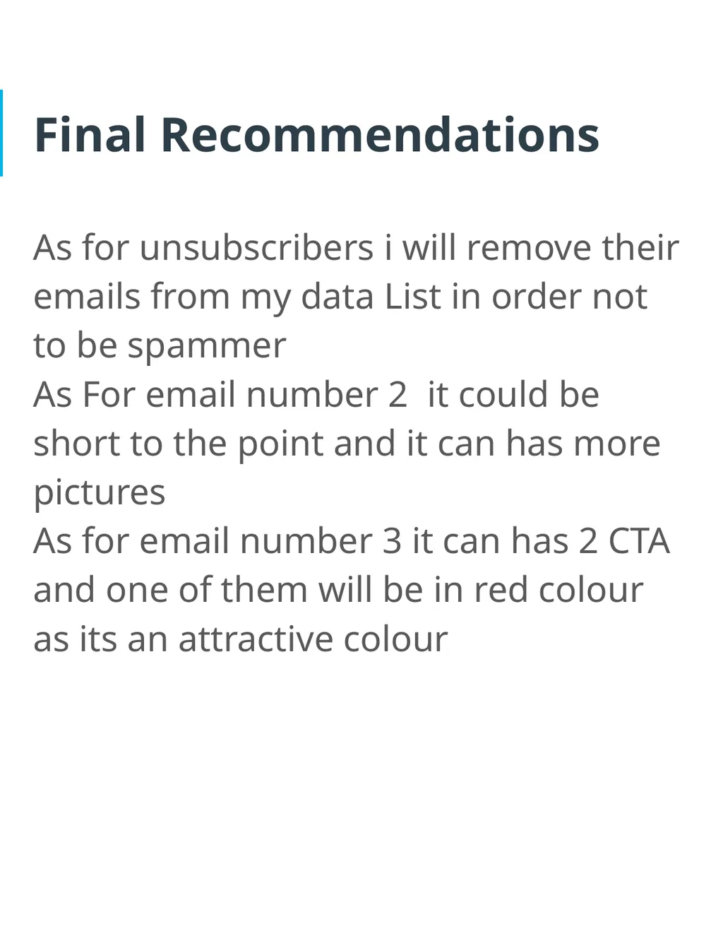 Project 7: Email Marketing Part 1 Plan Your Email - slide 18 of 18