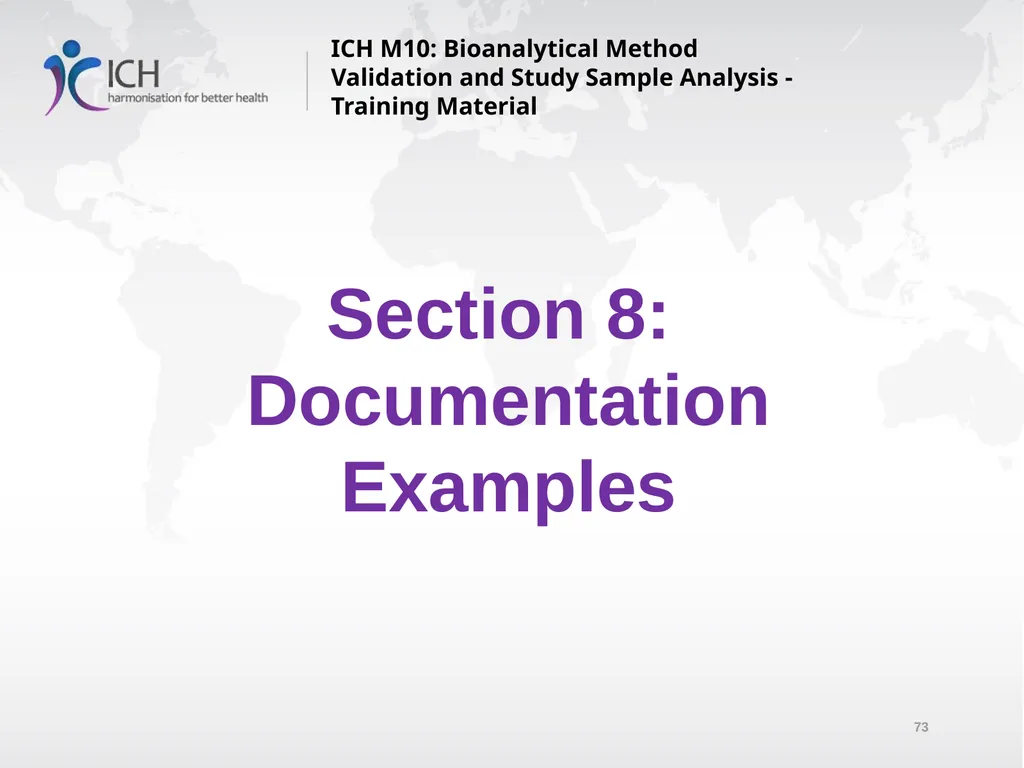 ICH M10: Bioanalytical Method Validation and Study - slide 73 of 76