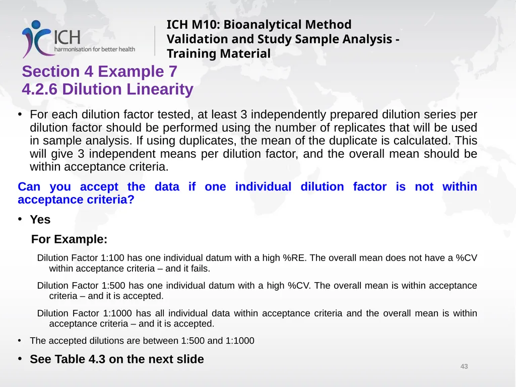 ICH M10: Bioanalytical Method Validation and Study - slide 43 of 76