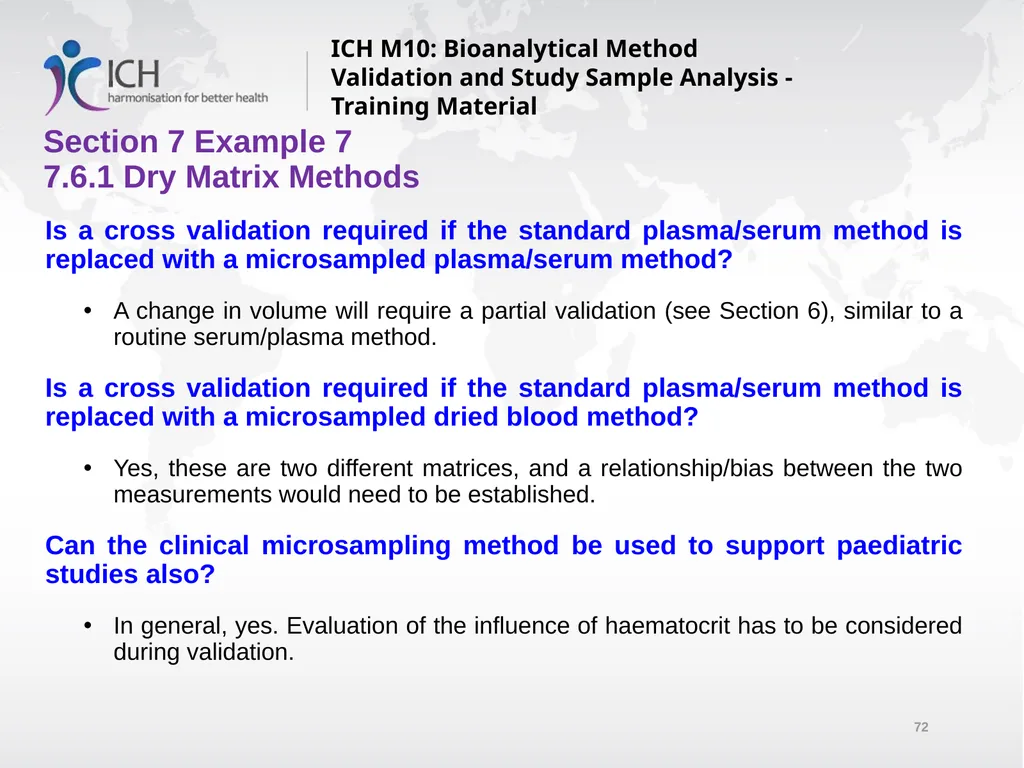 ICH M10: Bioanalytical Method Validation and Study - slide 72 of 76