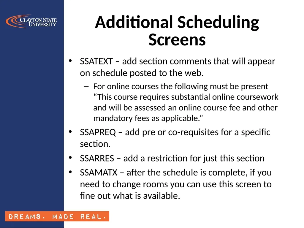 Banner Class Schedule Training SSASECT Section - slide 16 of 24