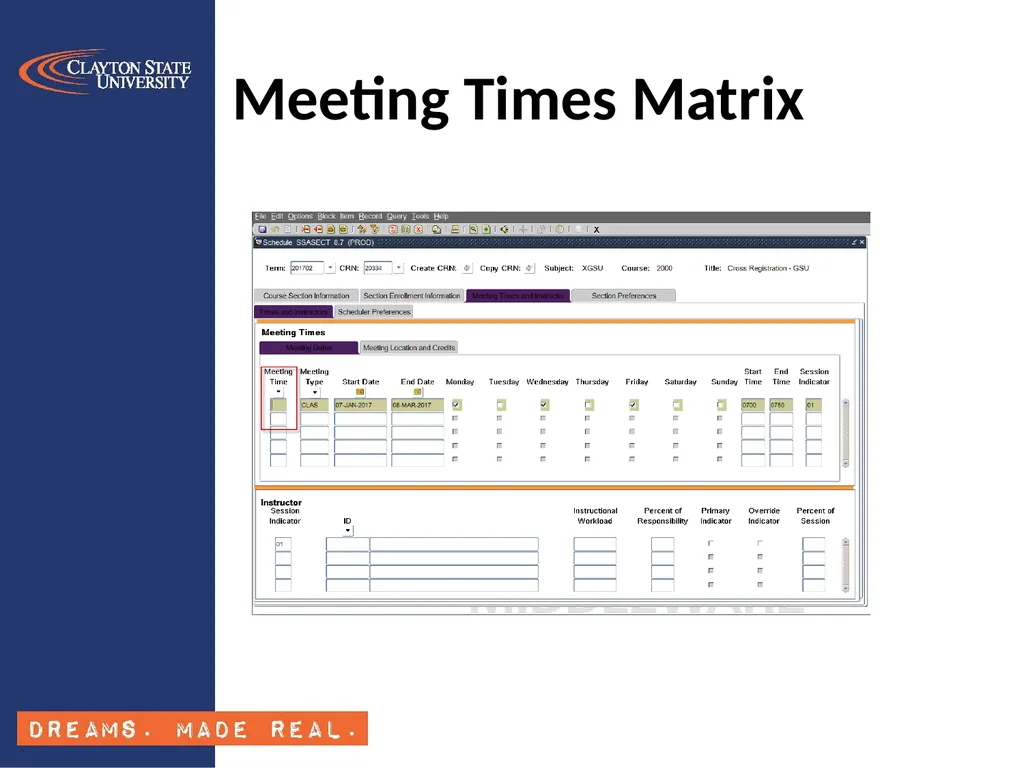 Banner Class Schedule Training SSASECT Section - slide 12 of 24