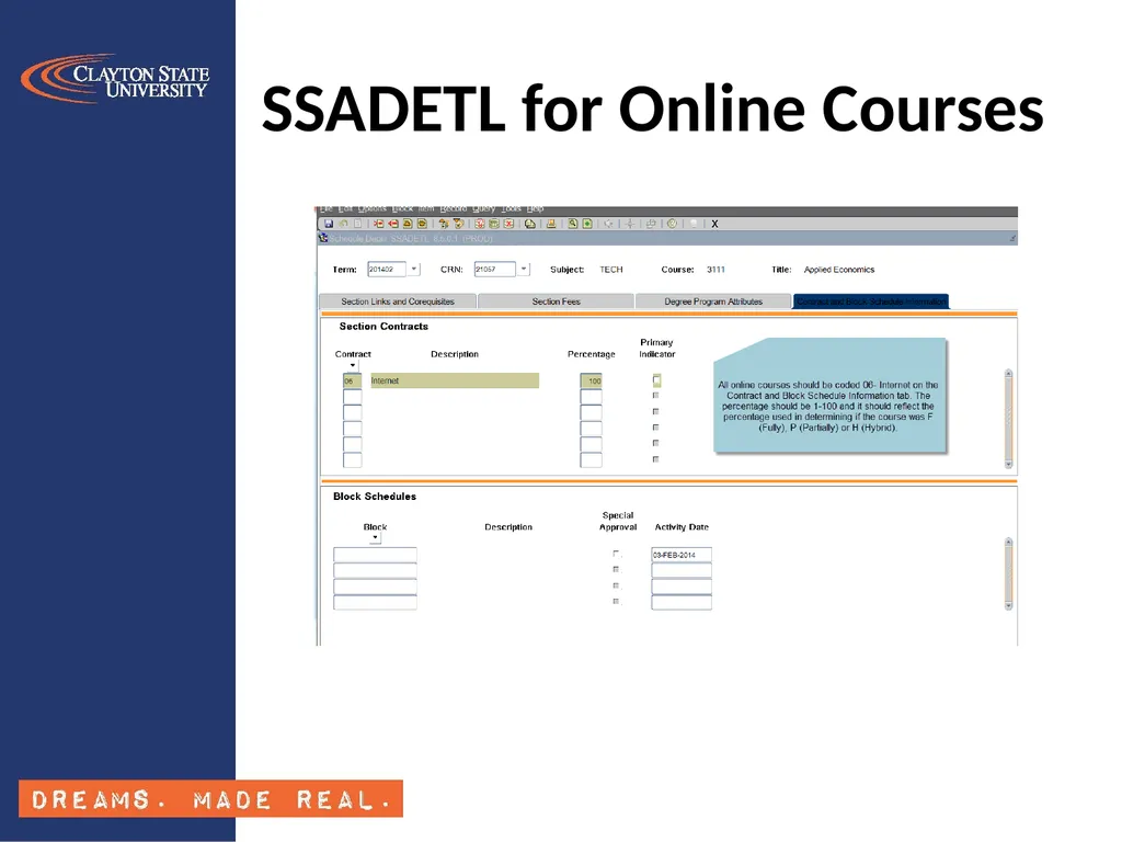 Banner Class Schedule Training SSASECT Section - slide 15 of 24