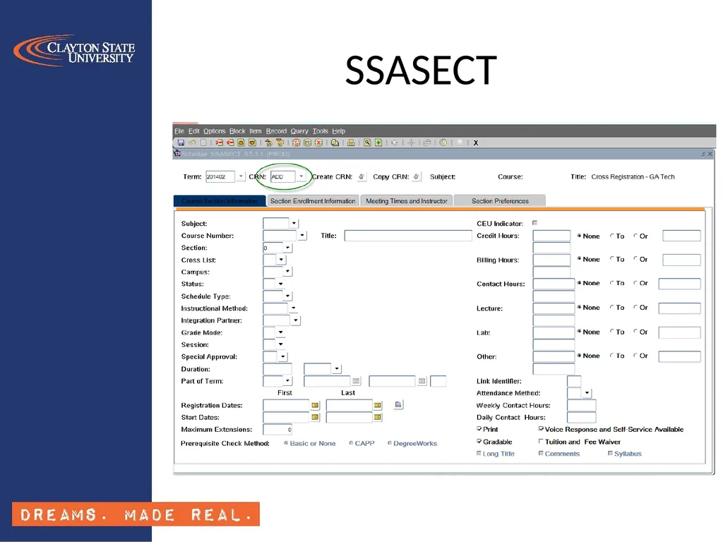 Banner Class Schedule Training SSASECT Section - slide 2 of 24