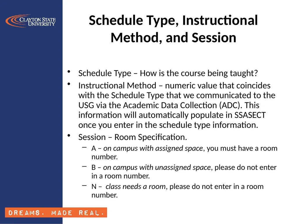 Banner Class Schedule Training SSASECT Section - slide 5 of 24