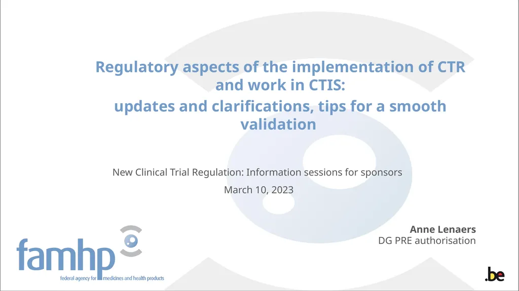 New Clinical Trial Regulation: Information - slide 1 of 52