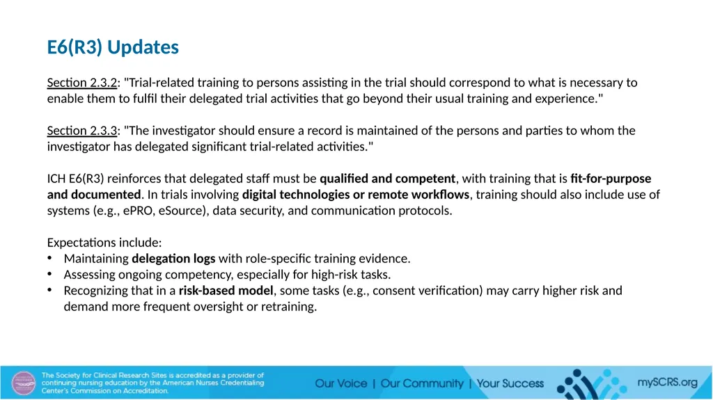 SCRS Site Management Module E6(R2) and (R3) Update - slide 4 of 5