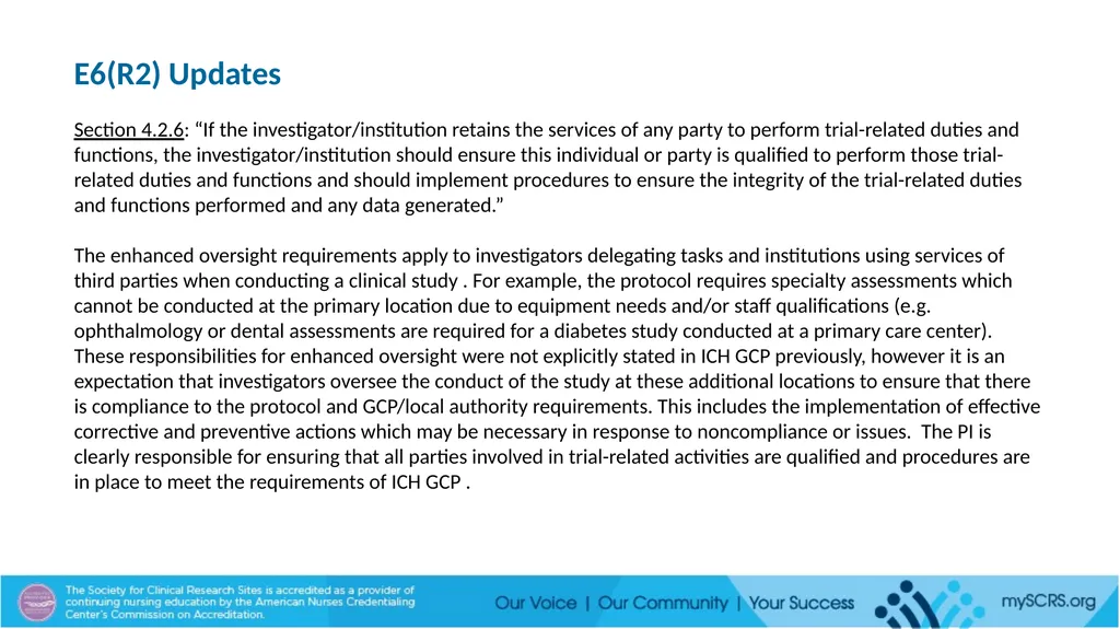 SCRS Site Management Module E6(R2) and (R3) Update - slide 3 of 5