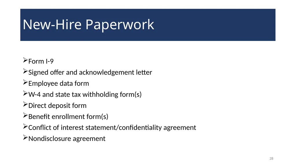 NEW HIRE ORIENTATION WELCOME! 2 Introduction of - slide 28 of 30