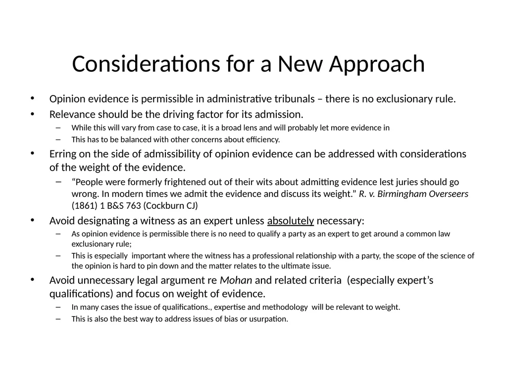 Expert Opinion Evidence: A Return to First - slide 32 of 33