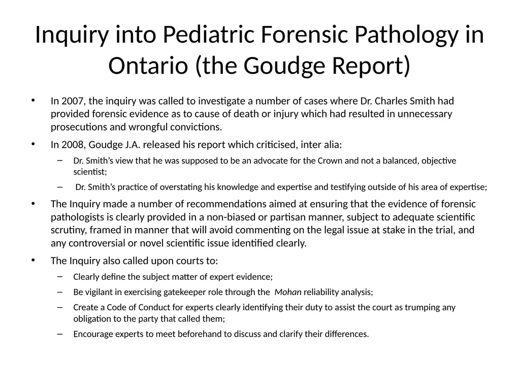 Expert Opinion Evidence: A Return to First - slide 14 of 33