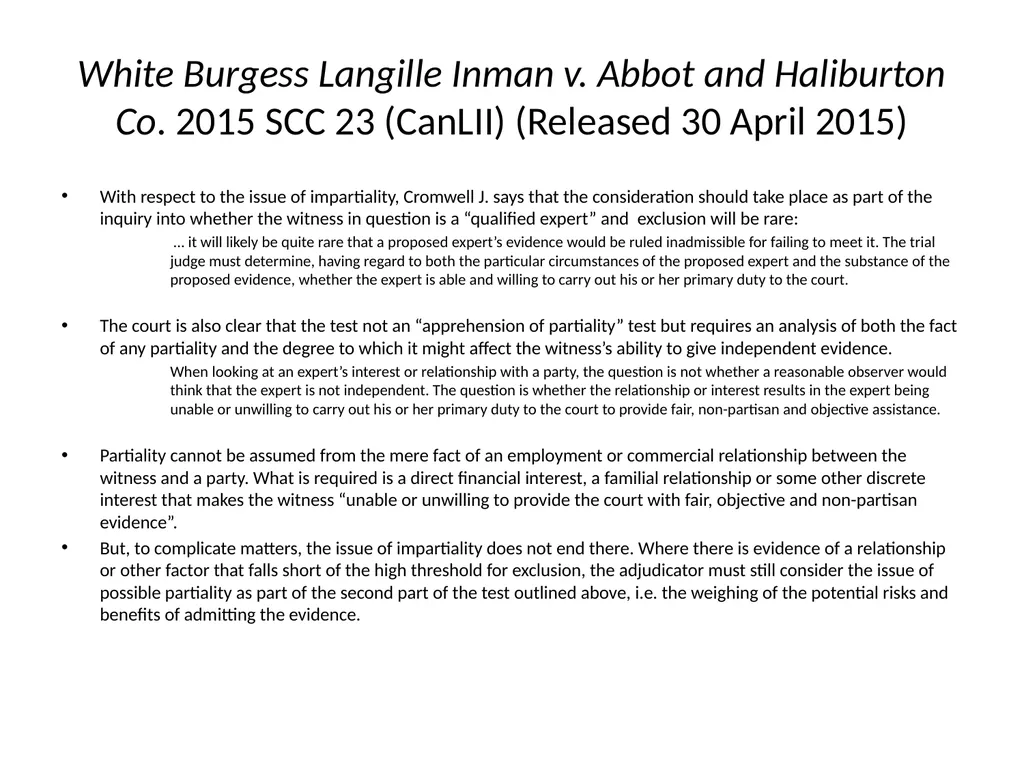 Expert Opinion Evidence: A Return to First - slide 19 of 33