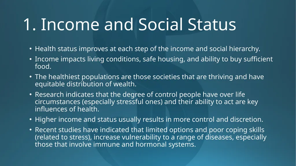 Social Determinants of Health Addressing Health - slide 5 of 30