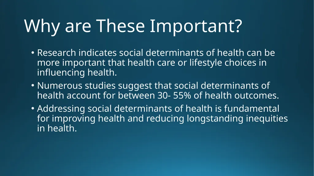 Social Determinants of Health Addressing Health - slide 4 of 30
