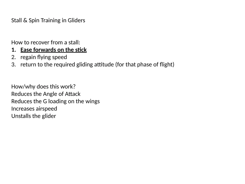 Stall & Spin Training in Gliders Stall & Spin - slide 12 of 20