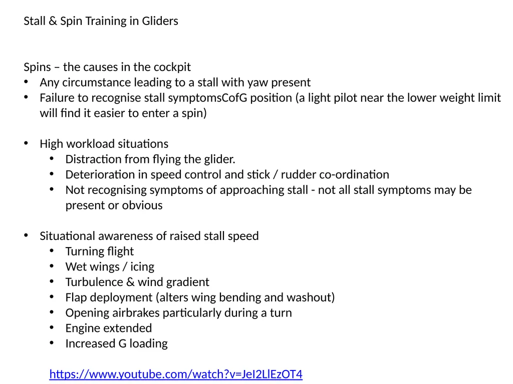 Stall & Spin Training in Gliders Stall & Spin - slide 16 of 20