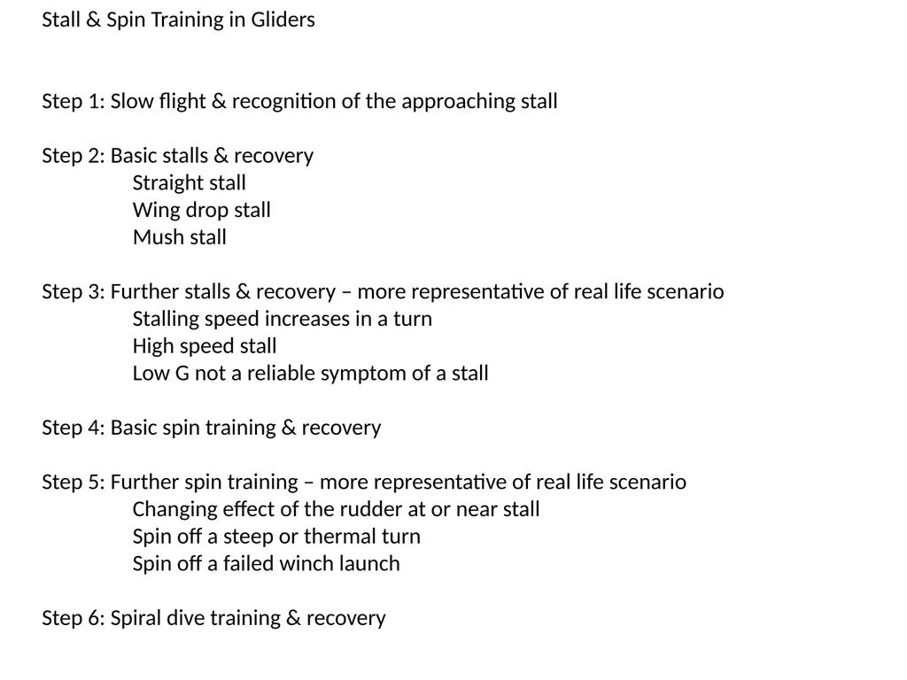 Stall & Spin Training in Gliders Stall & Spin - slide 3 of 20