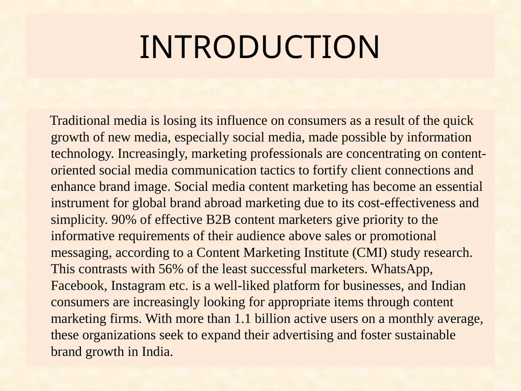 "ANALYZING CONTENT MARKETING'S IMPACT ON BRANDS IN - slide 3 of 13