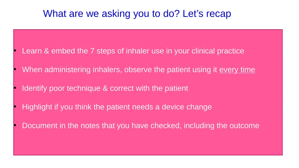 Inhaler Technique Training for Respiratory Ward - slide 16 of 18