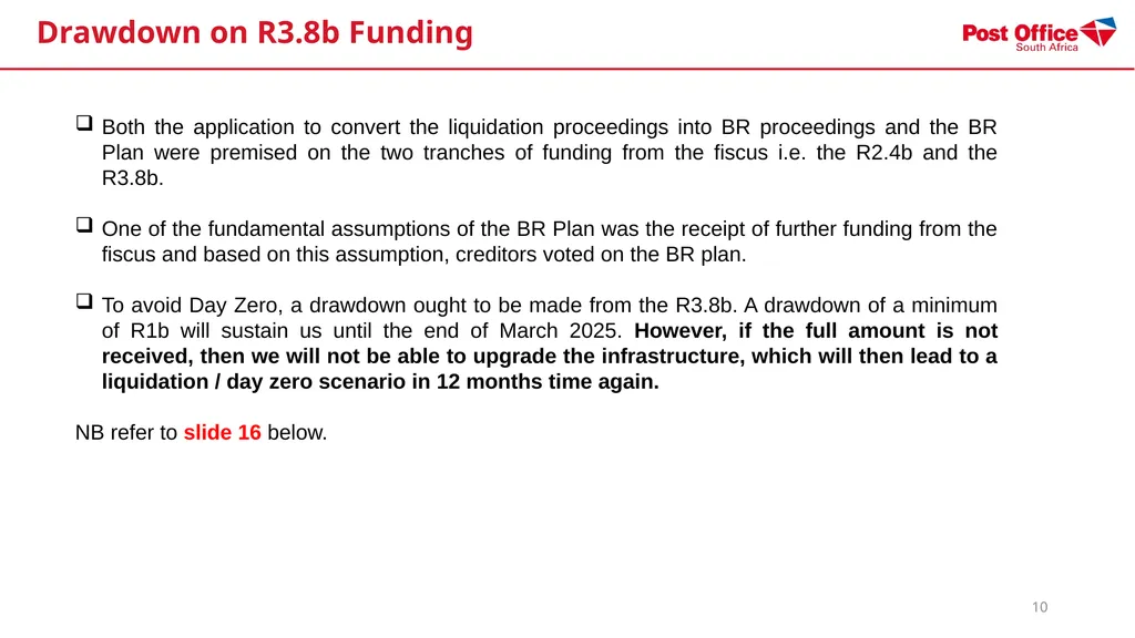 SOUTH AFRICAN POST OFFICE (SOC) LTD - (SAPO) - slide 10 of 27