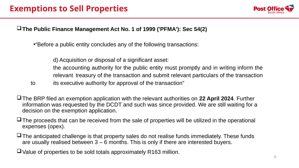 SOUTH AFRICAN POST OFFICE (SOC) LTD - (SAPO) - slide 9 of 27