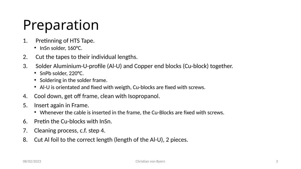 Soldering Process of a HTS Cable Step by Step - slide 3 of 7