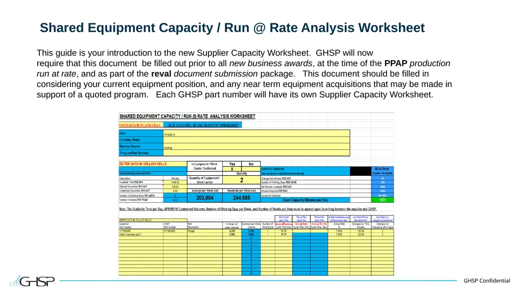 Supplier Capacity Worksheet Shared Equipment - slide 2 of 9