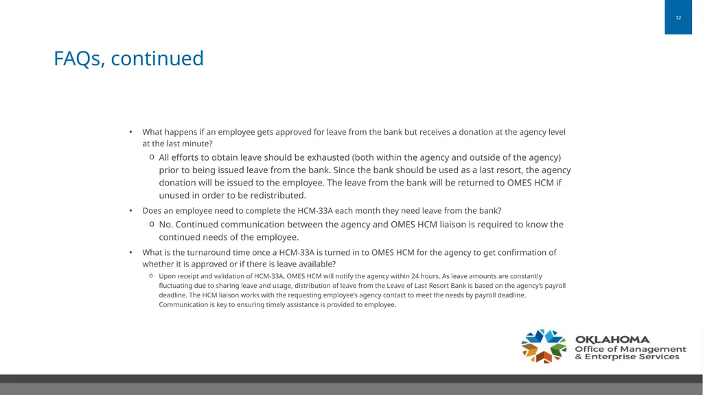 State Leave Sharing Program Office of Management - slide 12 of 14