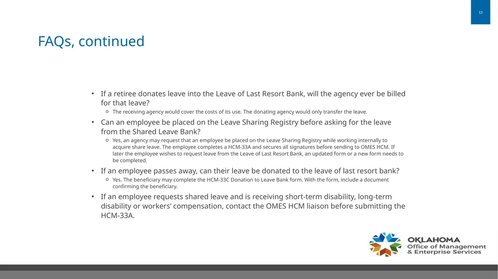 State Leave Sharing Program Office of Management - slide 13 of 14