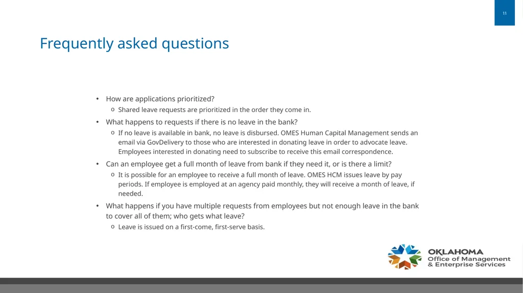 State Leave Sharing Program Office of Management - slide 11 of 14