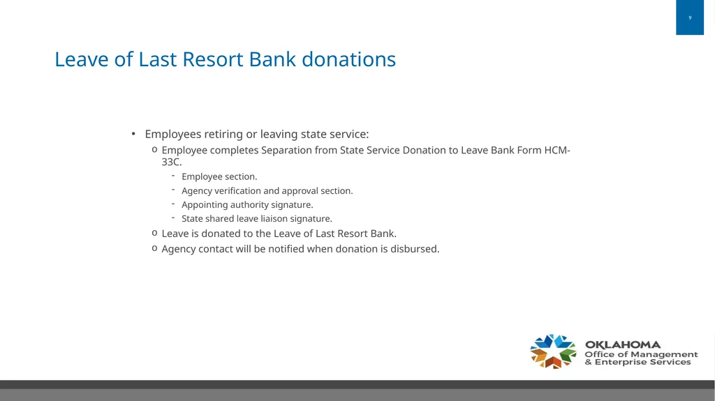 State Leave Sharing Program Office of Management - slide 9 of 14